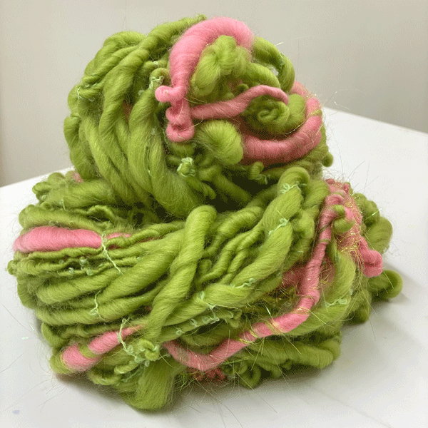 Filato MM-handspun corespun rosa-verde