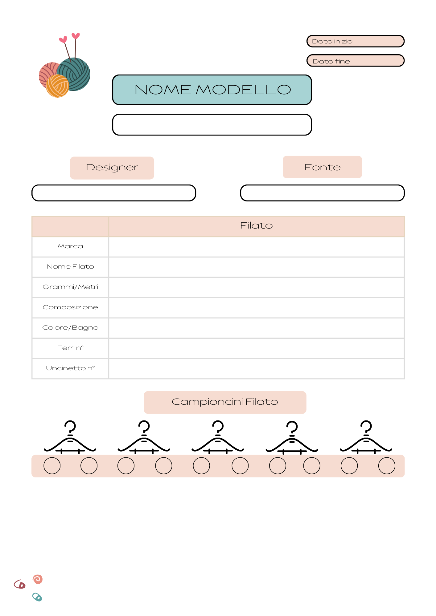 Agenda per lavori a maglia e uncinetto