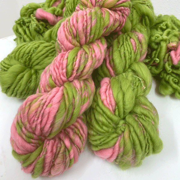 Filato MM-handspun corespun rosa-verde