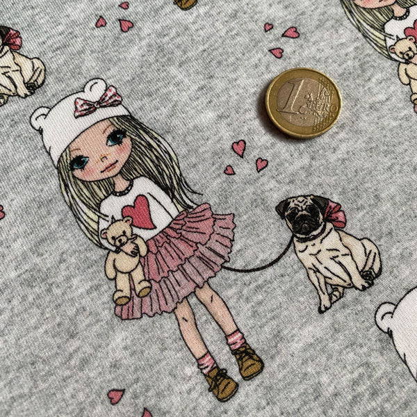 Tessuto jersey grigio bimba